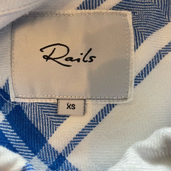 Rails Revolve $127 Women's Britt Button Up White & Marine Preppy Relaxed XS - Picture 4 of 8